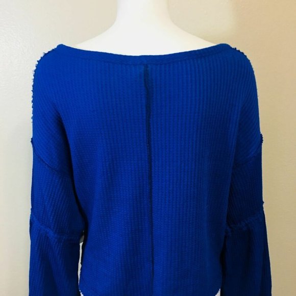 FREE PEOPLE XS Women's Shirt V-neck Blue 3/4s - Picture 5 of 8